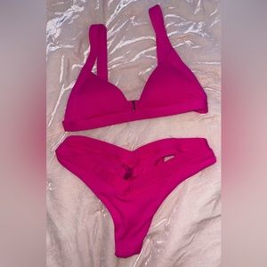 SHEIN SIZE SMALL BIKINI SET: dark pink padded top + V bottom